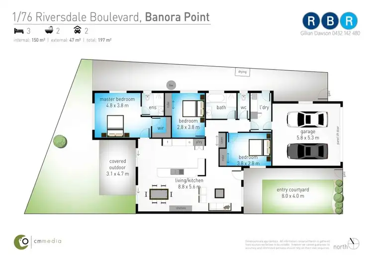 Floorplan of Homely semi-detached listing, 1/76 Riversdale Blvd, Banora Point NSW 2486