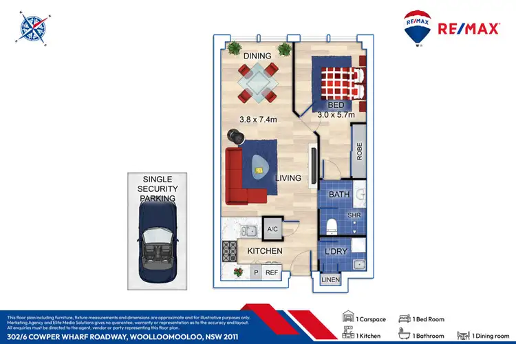 Floorplan of Homely apartment listing, 302/6E Cowper Wharf Roadway, Woolloomooloo NSW 2011