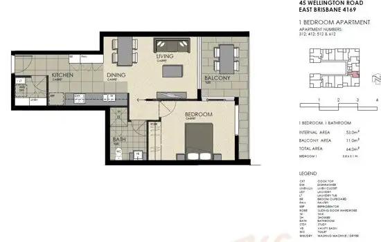 Floorplan of Homely apartment listing, Unit 612/45 Wellington Road, East Brisbane QLD 4169