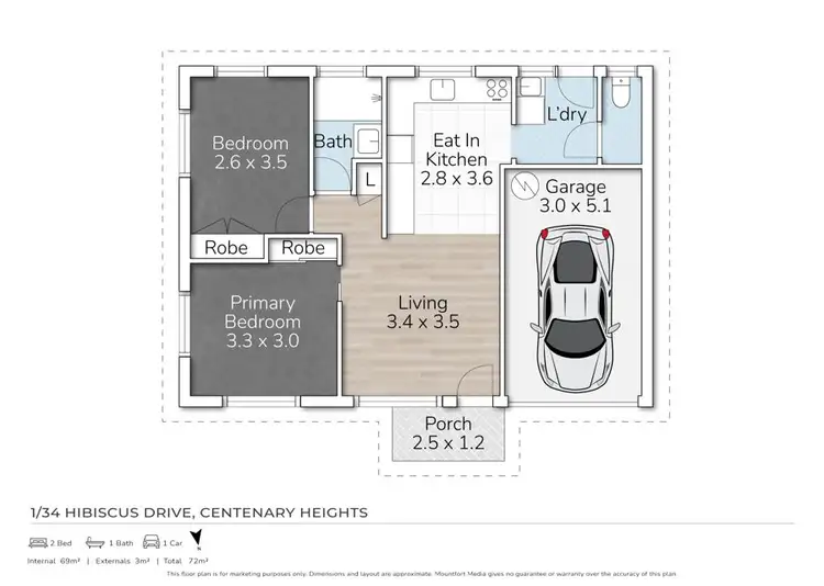 Floorplan of Homely unit listing, 34 Hibiscus Drive, Centenary Heights QLD 4350