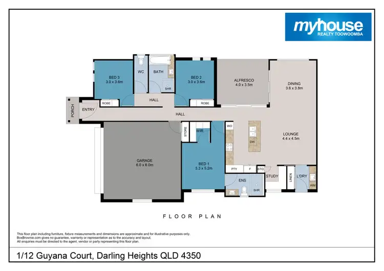 Floorplan of Homely unit listing, 1/12 Guyana Court, Darling Heights QLD 4350