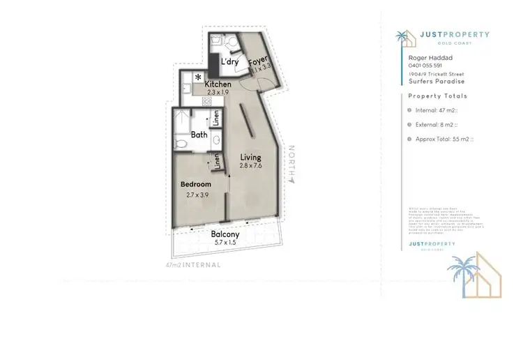 Floorplan of Homely unit listing, 1904/9 Trickett Street, Surfers Paradise QLD 4217