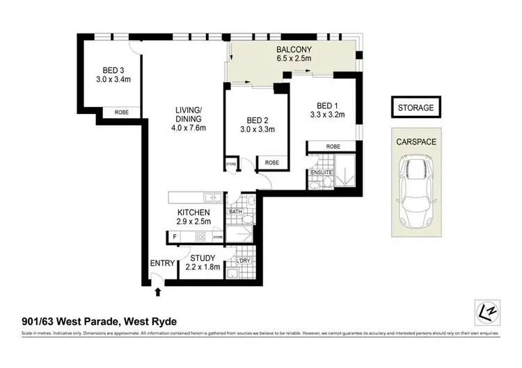 Floorplan of Homely apartment listing, 901/63 West Parade, West Ryde NSW 2114