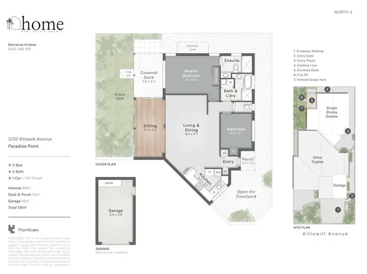 Floorplan of Homely semi-detached listing, 2/32 Killowill Avenue, Paradise Point QLD 4216