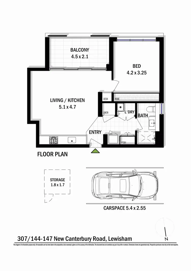 Floorplan of Homely apartment listing, 307/147 New Canterbury Road, Lewisham NSW 2049