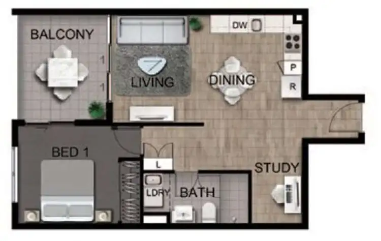 Floorplan of Homely unit listing, 1B, 25-29 Regent street, Woolloongabba QLD 4102