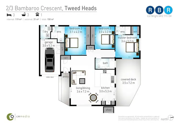 Floorplan of Homely semi-detached listing, 2/3 Bambaroo Crescent, Tweed Heads NSW 2485