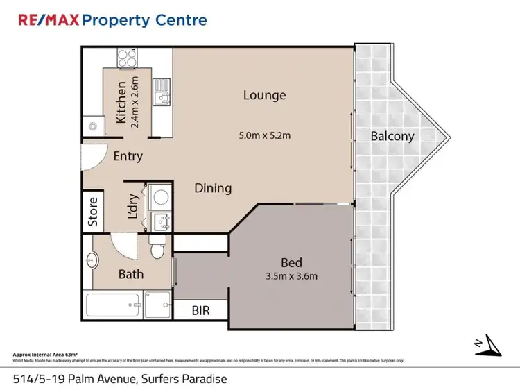 Floorplan of Homely unit listing, 514/5-19 Palm Avenue, Surfers Paradise QLD 4217