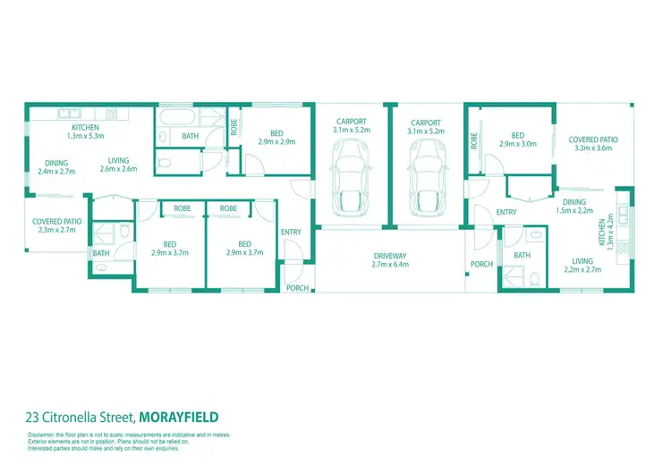 Floorplan of Homely semi-detached listing, 23A Citronella Street, Morayfield QLD 4506