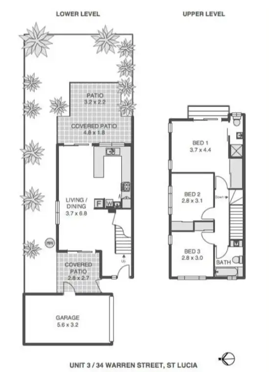Floorplan of Homely townhouse listing, 3/34 Warren Street, St Lucia QLD 4067