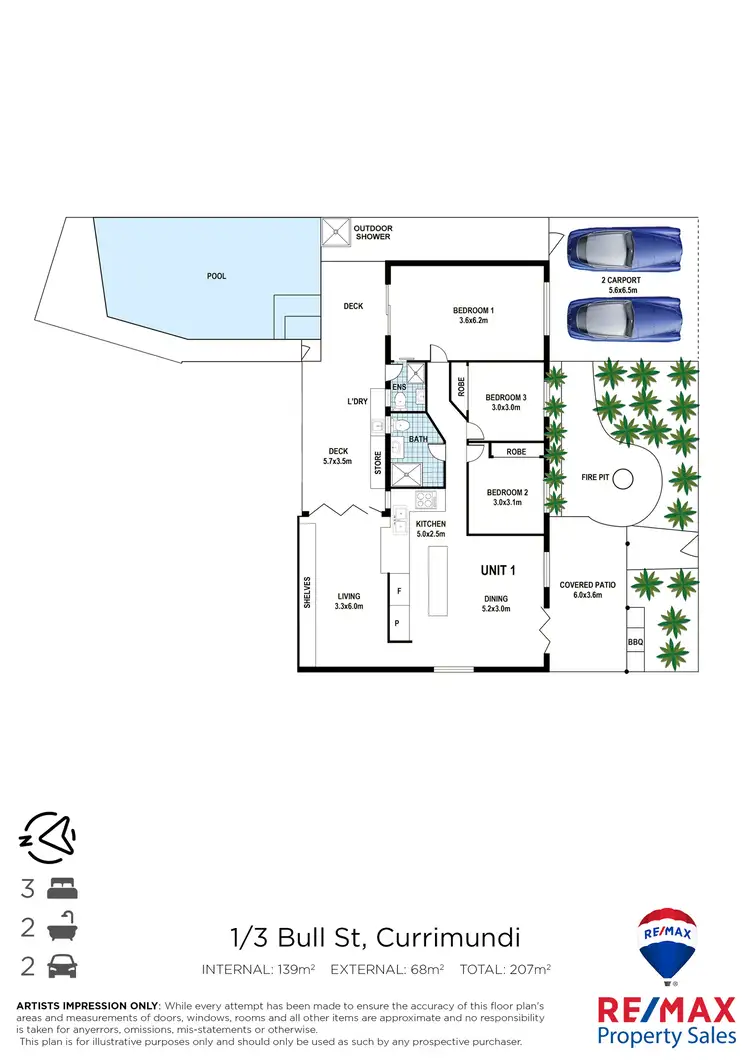 Floorplan of Homely semi-detached listing, 1/3 Bull Street, Currimundi QLD 4551