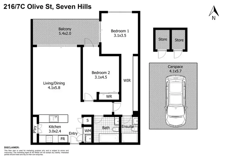 Floorplan of Homely unit listing, 216/7C Olive Street, Seven Hills NSW 2147