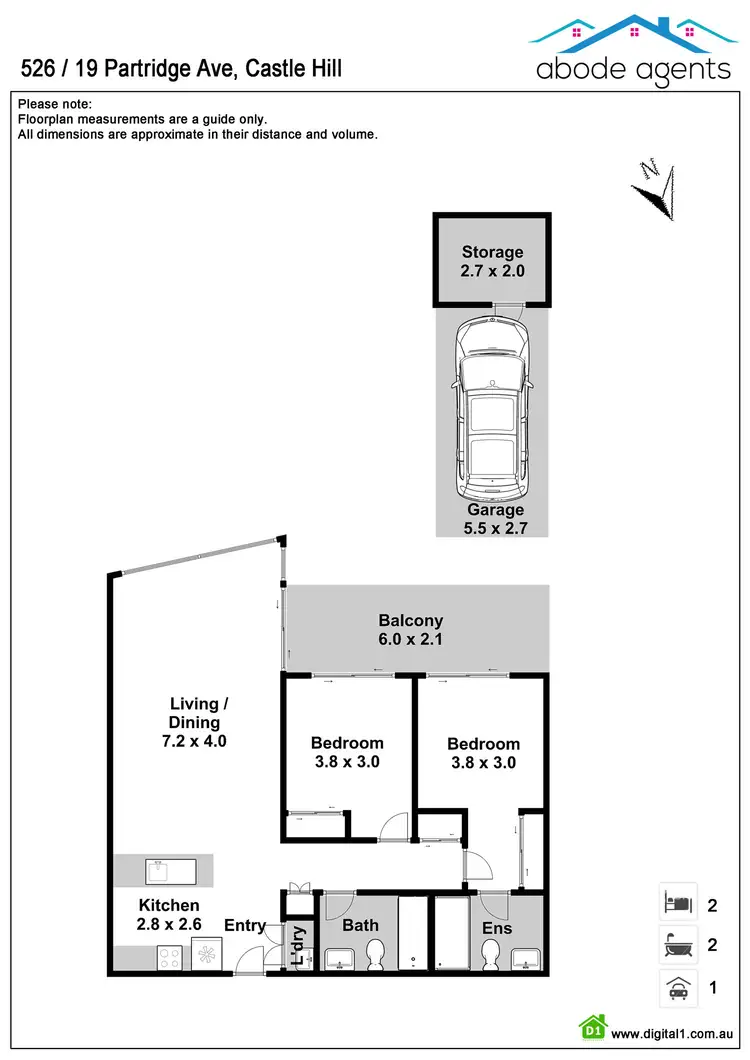 Floorplan of Homely apartment listing, 526/19 Partridge Ave, Castle Hill NSW 2154