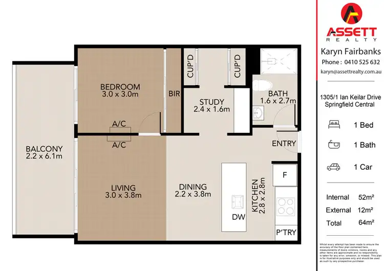 Floorplan of Homely retirement listing, 1305/1 IAN KEILAR DRIVE, Springfield Central QLD 4300