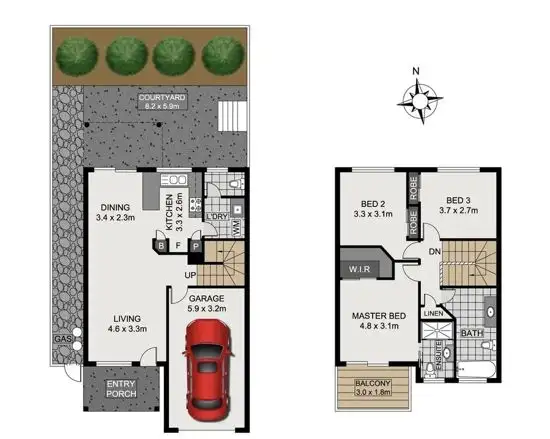 Floorplan of Homely townhouse listing, 39 18a Wilga St, Wacol QLD 4076