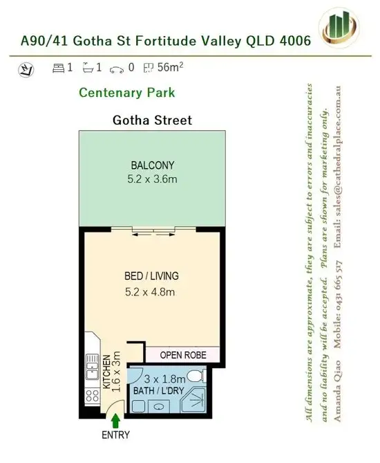 Floorplan of Homely apartment listing, A90/41 Gotha Street, Fortitude Valley QLD 4006