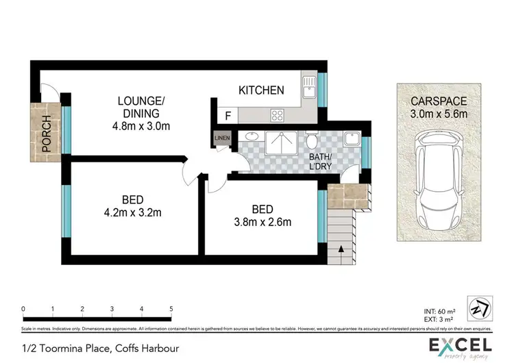 Floorplan of Homely unit listing, 1/2 Toormina Place, Coffs Harbour NSW 2450