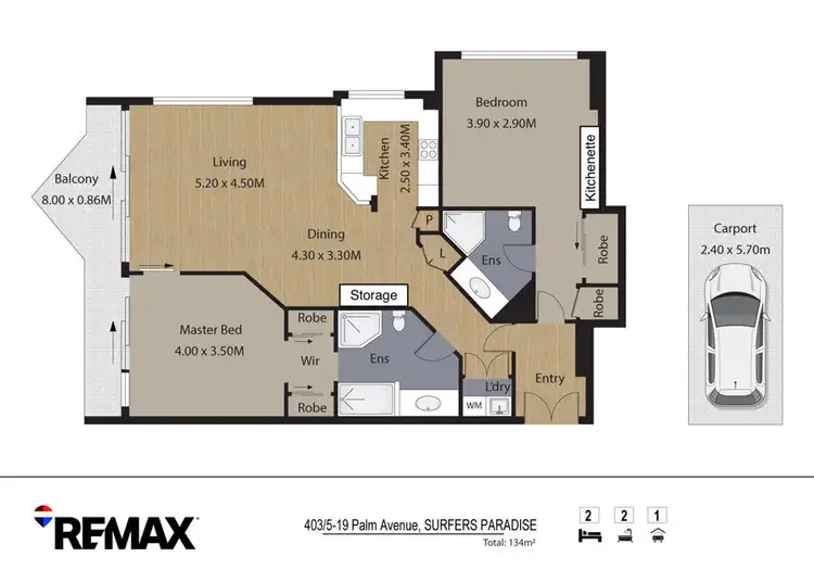 Floorplan of Homely unit listing, 403/5-19 Palm Avenue, Surfers Paradise QLD 4217