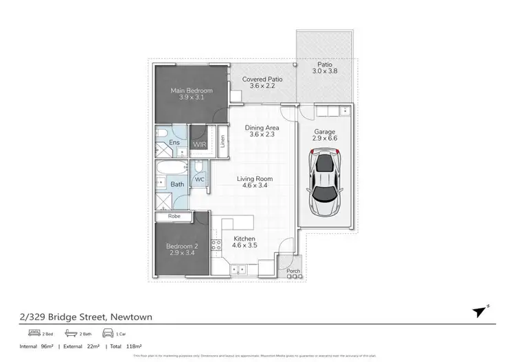 Floorplan of Homely unit listing, 2/329 Bridge Street, Newtown QLD 4350