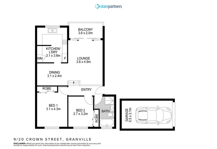 Floorplan of Homely unit listing, 9/20 Crown Street, Granville NSW 2142