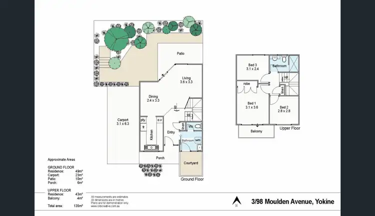 Floorplan of Homely townhouse listing, 3/98 Moulden Avenue, Yokine WA 6060