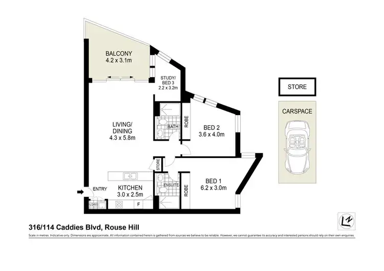Floorplan of Homely apartment listing, 316/112 Caddies Boulevard, Rouse Hill NSW 2155