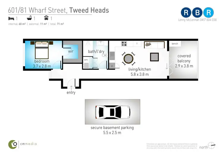 Floorplan of Homely unit listing, 601/81 Wharf Street, Tweed Heads NSW 2485