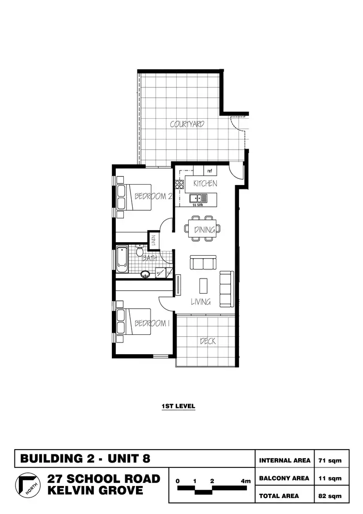Floorplan of Homely apartment listing, Unit 8/27 School Street, Kelvin Grove QLD 4059