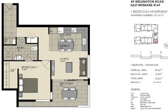 Floorplan of Homely apartment listing, Unit 811 45 Wellington Road, East Brisbane QLD 4169