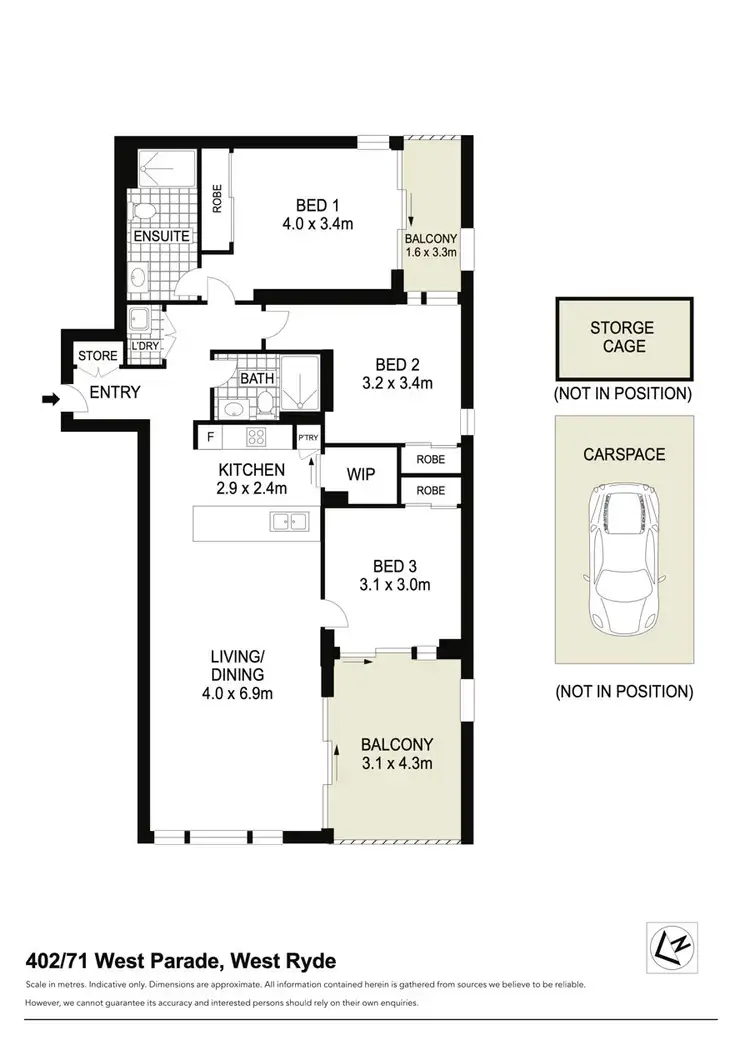 Floorplan of Homely apartment listing, 402/71 West Parade, West Ryde NSW 2114