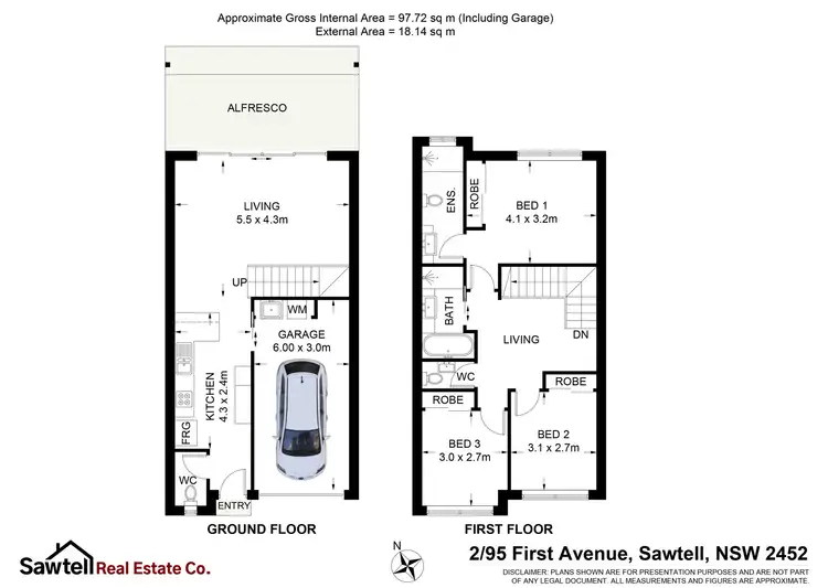 Floorplan of Homely townhouse listing, 2/95 First Avenue, Sawtell NSW 2452