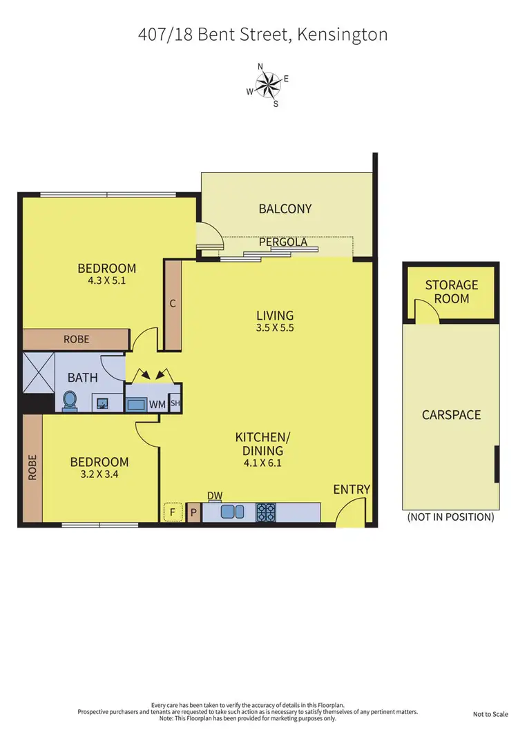 Floorplan of Homely apartment listing, 407/18 Bent Street, Kensington VIC 3031