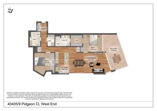 Floorplan of Homely apartment listing, 40405/9 Pidgeon Close, West End QLD 4101