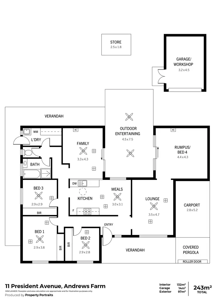 Floorplan of Homely house listing, 11 President Avenue, Andrews Farm SA 5114