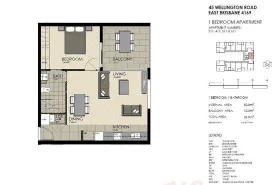 Floorplan of Homely apartment listing, Unit 311 45 Wellington Road, East Brisbane QLD 4169