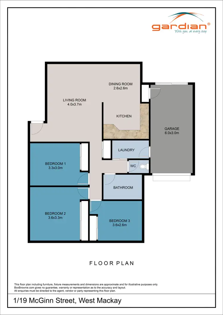 Floorplan of Homely unit listing, 1/19 McGinn Street, West Mackay QLD 4740