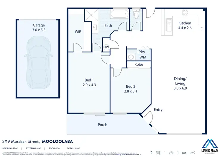 Floorplan of Homely unit listing, 2/19 Muraban St, Mooloolaba QLD 4557
