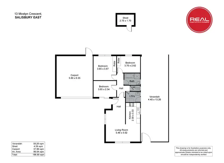 Floorplan of Homely house listing, 13 Mostyn Crescent, Salisbury East SA 5109