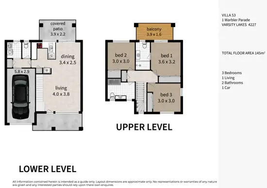 Floorplan of Homely townhouse listing, Unit 53/1 Warbler Parade, Varsity Lakes QLD 4227