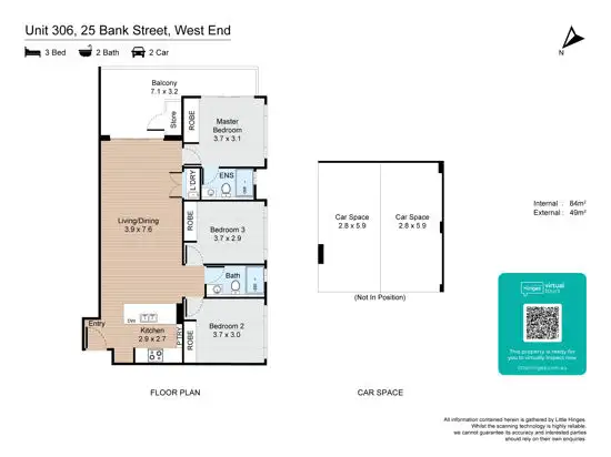 Floorplan of Homely apartment listing, 306 25 Bank Street, West End QLD 4101