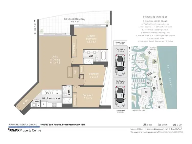 Floorplan of Homely apartment listing, 1906/22 Surf Parade, Broadbeach QLD 4218