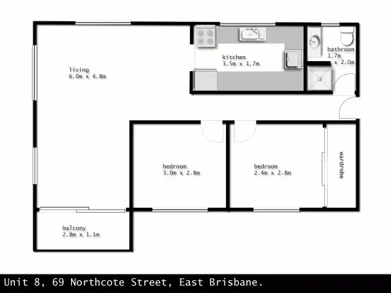 Floorplan of Homely unit listing, 8.69 NORTHCOTE STREET, East Brisbane QLD 4169