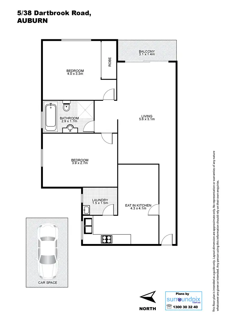 Floorplan of Homely unit listing, 5/38-40 Dartbrook Rd Auburn, Auburn NSW 2144