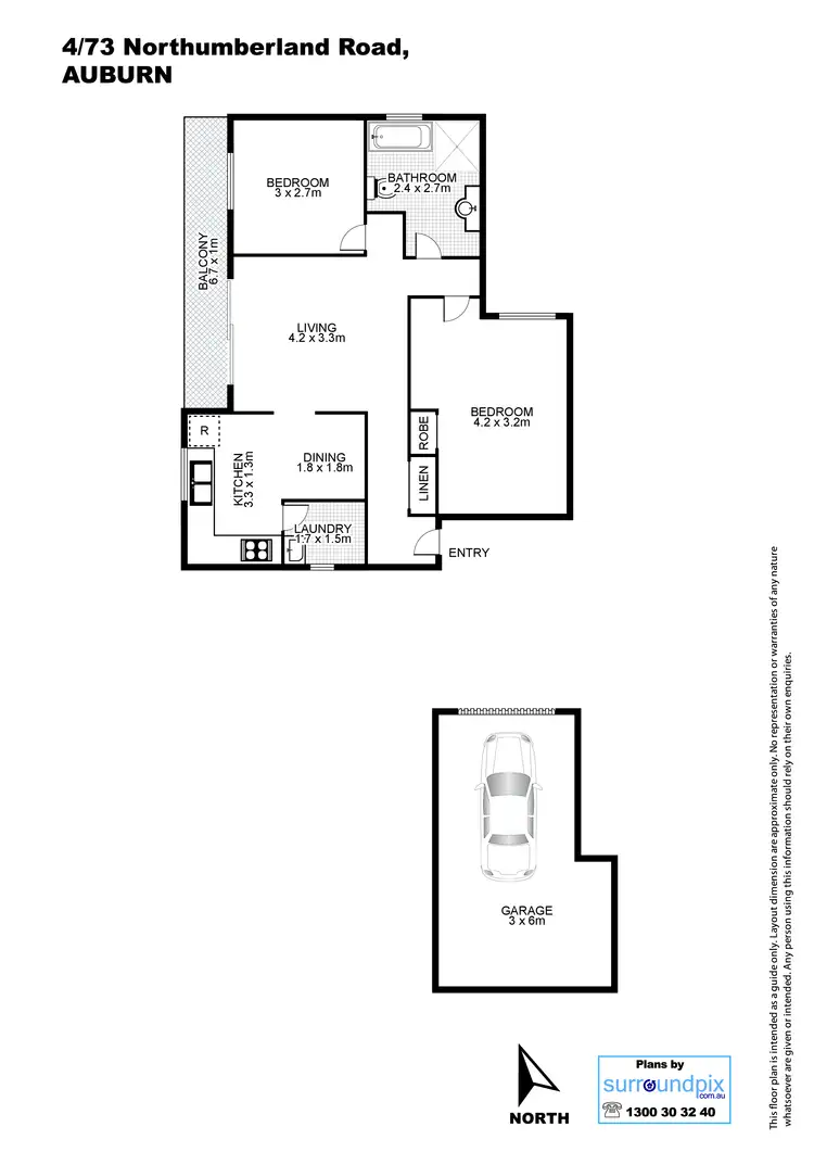 Floorplan of Homely unit listing, 4/73-75 Northumberland Road, Auburn NSW 2144
