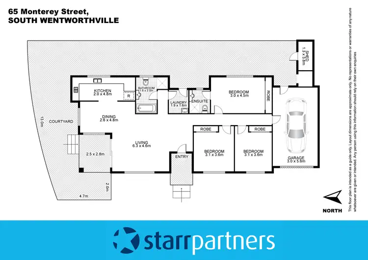 Floorplan of Homely semi-detached listing, 65 Monterey Street, South Wentworthville NSW 2145