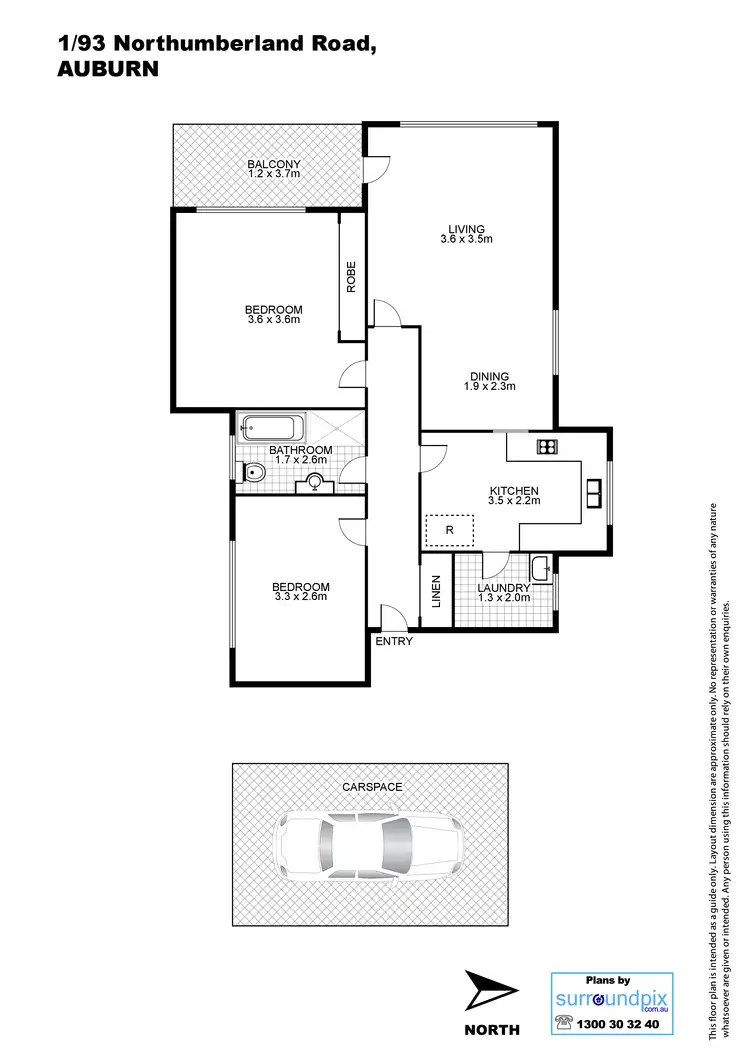 Floorplan of Homely unit listing, 1/93 Northumberland Road, Auburn NSW 2144
