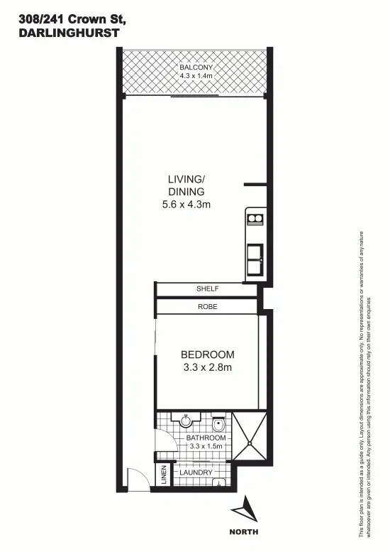 Floorplan of Homely apartment listing, 308/241 Crown St, Darlinghurst NSW 2010