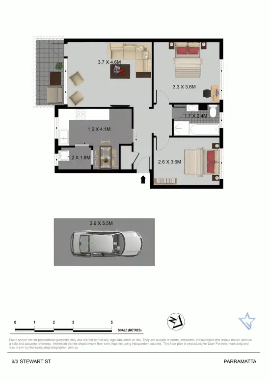 Floorplan of Homely unit listing, 6/3 Stewart Street, Parramatta NSW 2150