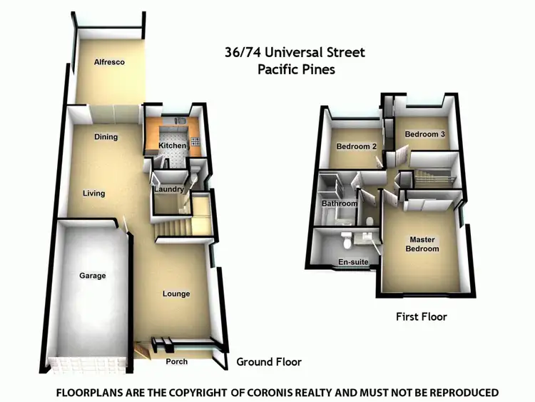 Floorplan of Homely townhouse listing, 36/74 Universal Street, Pacific Pines QLD 4211