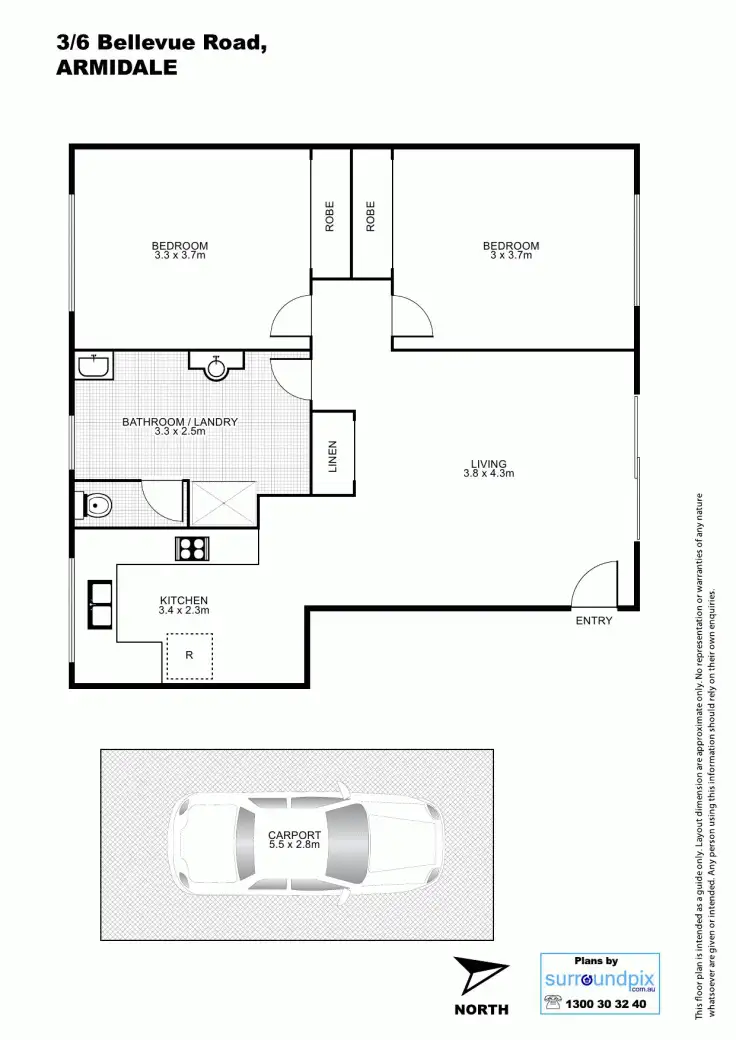 Floorplan of Homely unit listing, 3/6 Bellevue Road, Armidale NSW 2350